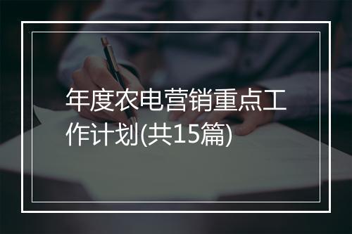 年度农电营销重点工作计划(共15篇)