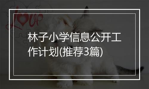 林子小学信息公开工作计划(推荐3篇)