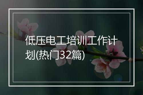 低压电工培训工作计划(热门32篇)