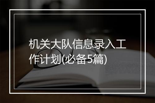 机关大队信息录入工作计划(必备5篇)