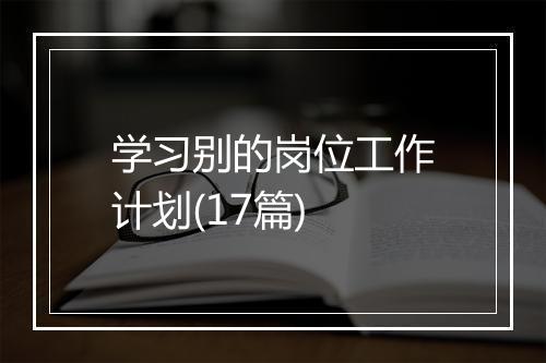 学习别的岗位工作计划(17篇)
