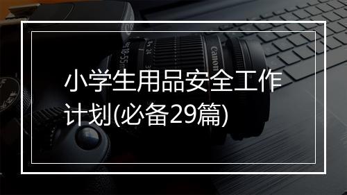 小学生用品安全工作计划(必备29篇)