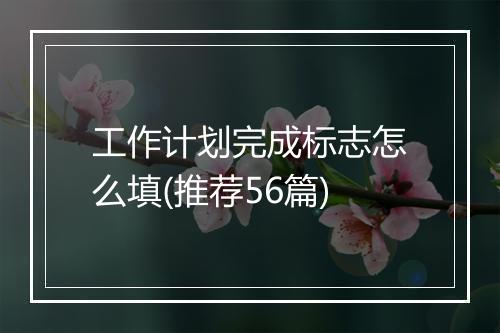工作计划完成标志怎么填(推荐56篇)