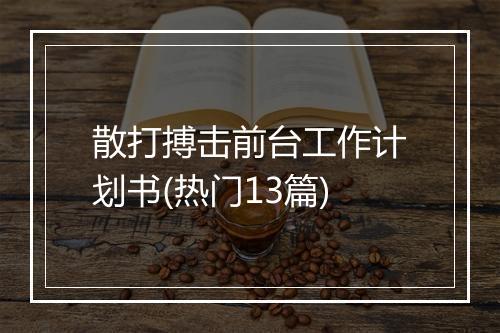 散打搏击前台工作计划书(热门13篇)