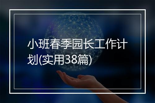 小班春季园长工作计划(实用38篇)