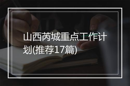 山西芮城重点工作计划(推荐17篇)