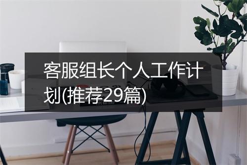 客服组长个人工作计划(推荐29篇)