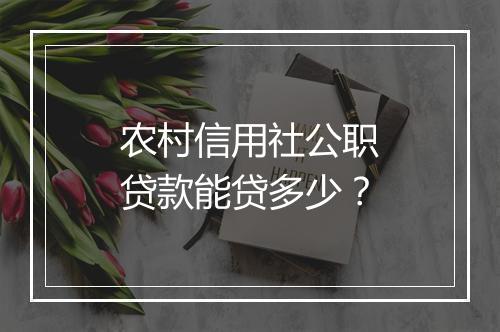 农村信用社公职贷款能贷多少？