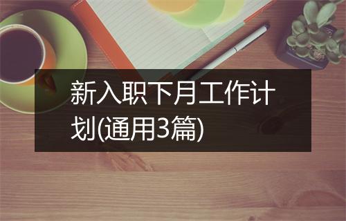 新入职下月工作计划(通用3篇)