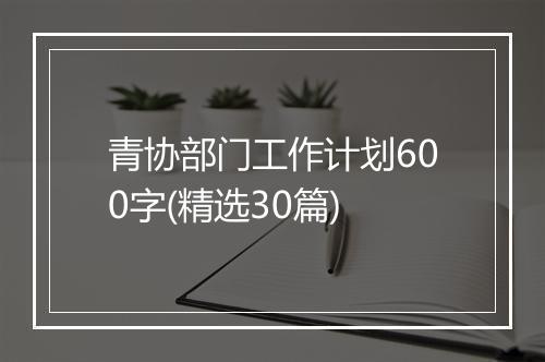 青协部门工作计划600字(精选30篇)