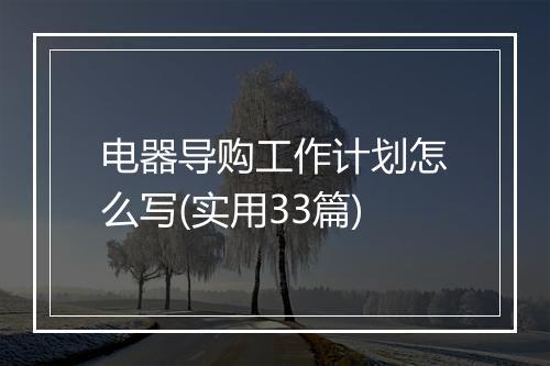 电器导购工作计划怎么写(实用33篇)