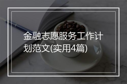 金融志愿服务工作计划范文(实用4篇)