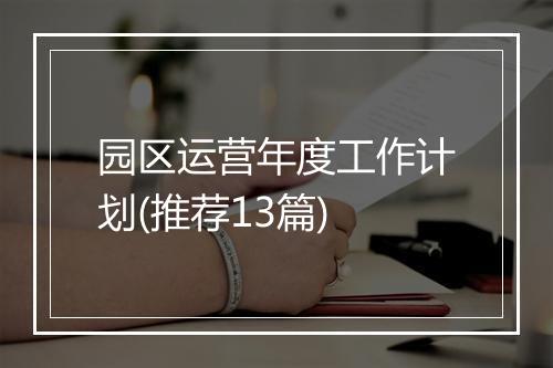 园区运营年度工作计划(推荐13篇)