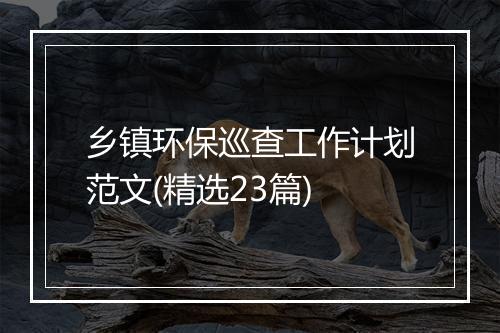 乡镇环保巡查工作计划范文(精选23篇)