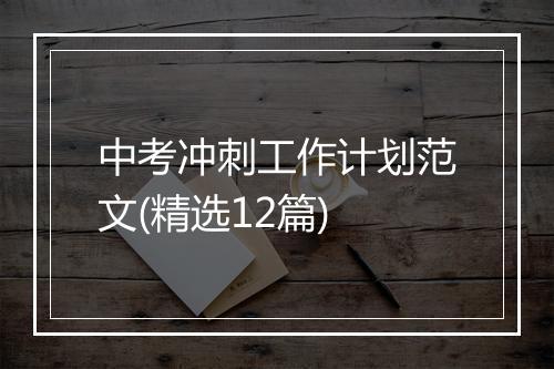 中考冲刺工作计划范文(精选12篇)