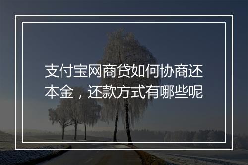 支付宝网商贷如何协商还本金，还款方式有哪些呢