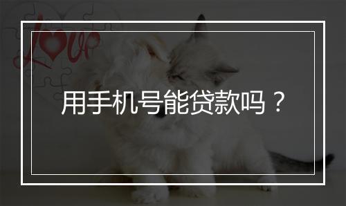 用手机号能贷款吗？