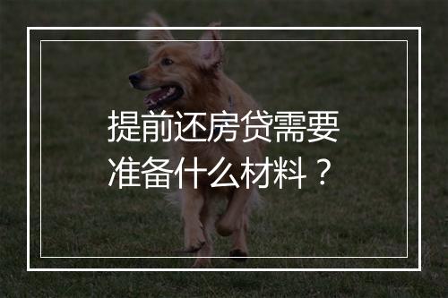 提前还房贷需要准备什么材料？