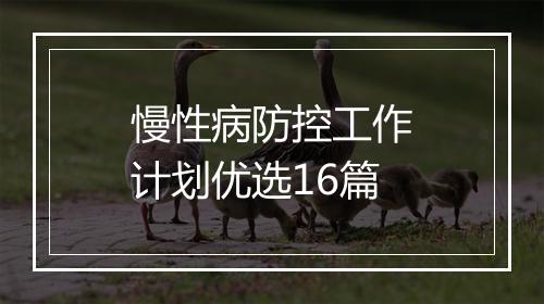 慢性病防控工作计划优选16篇
