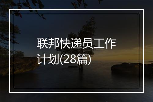联邦快递员工作计划(28篇)