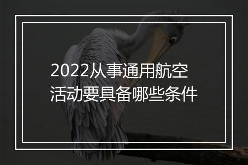 2022从事通用航空活动要具备哪些条件