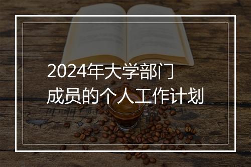 2024年大学部门成员的个人工作计划
