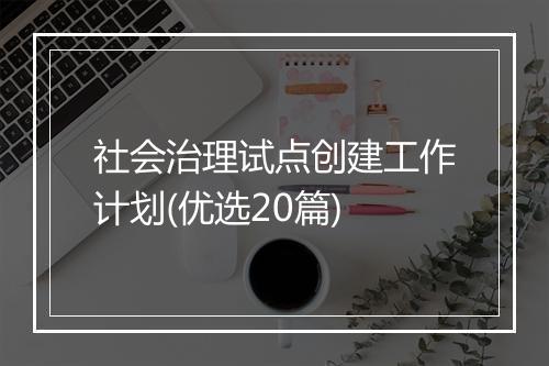 社会治理试点创建工作计划(优选20篇)