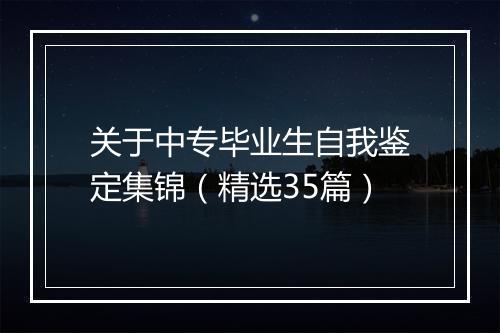 关于中专毕业生自我鉴定集锦（精选35篇）
