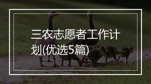 三农志愿者工作计划(优选5篇)