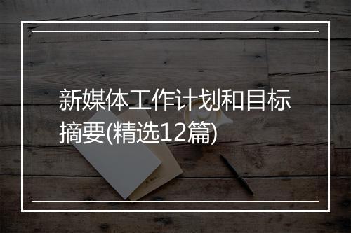 新媒体工作计划和目标摘要(精选12篇)