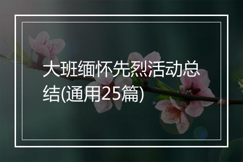 大班缅怀先烈活动总结(通用25篇)