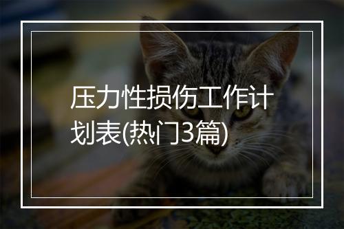 压力性损伤工作计划表(热门3篇)