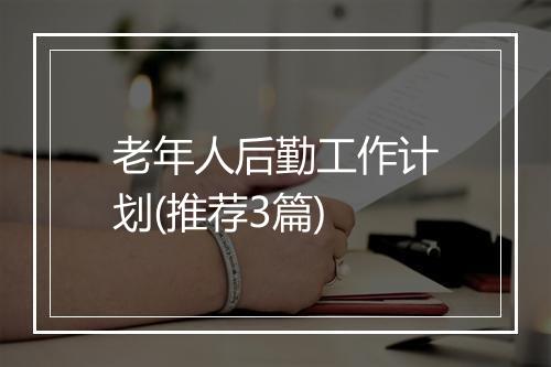 老年人后勤工作计划(推荐3篇)