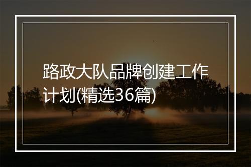 路政大队品牌创建工作计划(精选36篇)