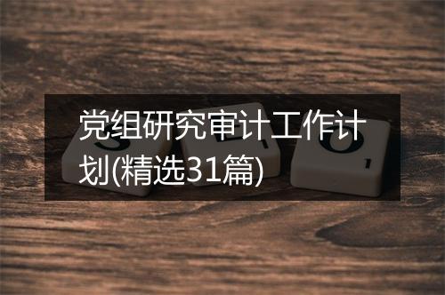 党组研究审计工作计划(精选31篇)