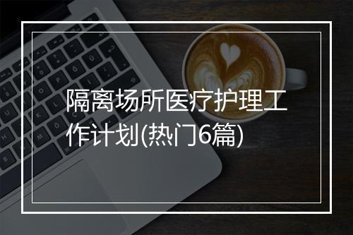 隔离场所医疗护理工作计划(热门6篇)