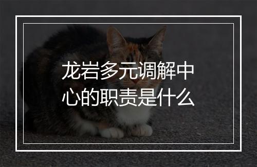 龙岩多元调解中心的职责是什么