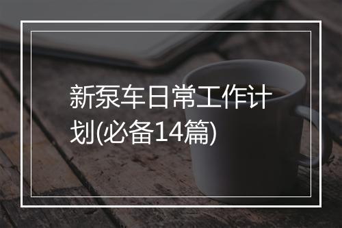 新泵车日常工作计划(必备14篇)