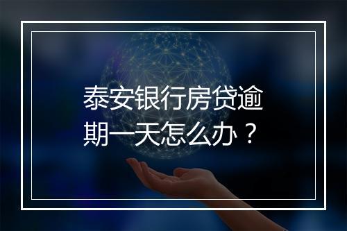 泰安银行房贷逾期一天怎么办？