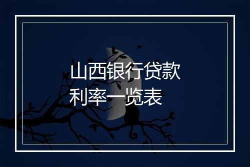 山西银行贷款利率一览表