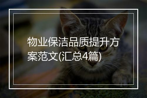 物业保洁品质提升方案范文(汇总4篇)