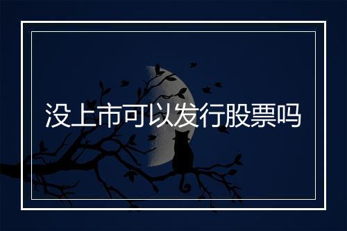 没上市可以发行股票吗