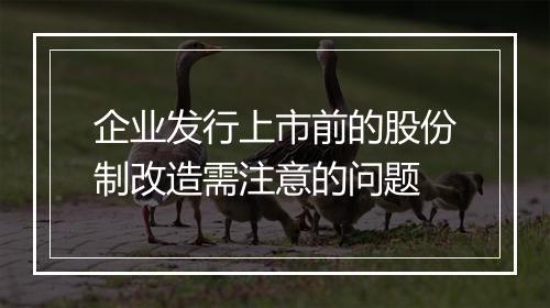 企业发行上市前的股份制改造需注意的问题
