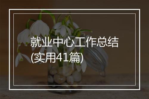 就业中心工作总结(实用41篇)