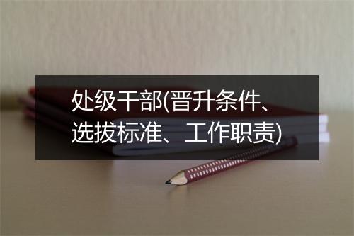 处级干部(晋升条件、选拔标准、工作职责)