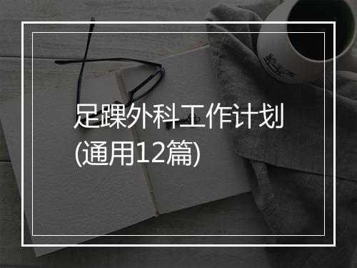 足踝外科工作计划(通用12篇)