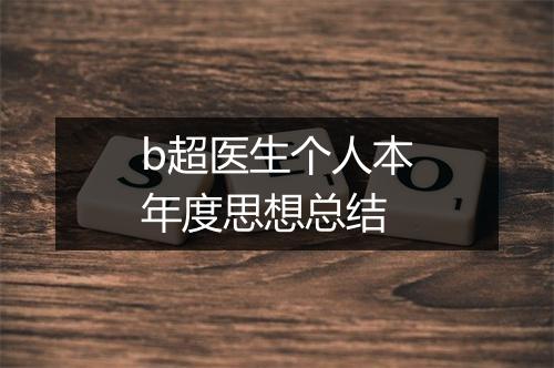 b超医生个人本年度思想总结