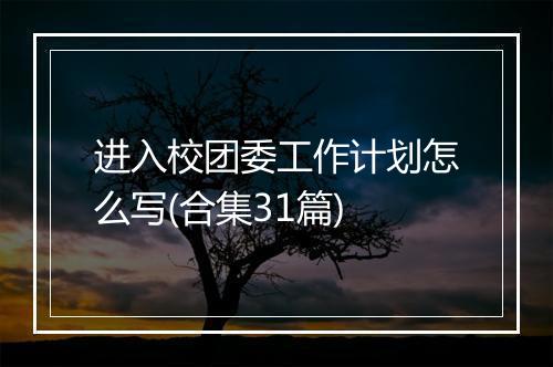 进入校团委工作计划怎么写(合集31篇)