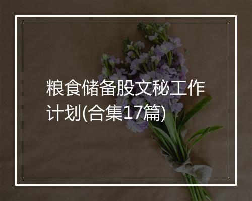 粮食储备股文秘工作计划(合集17篇)