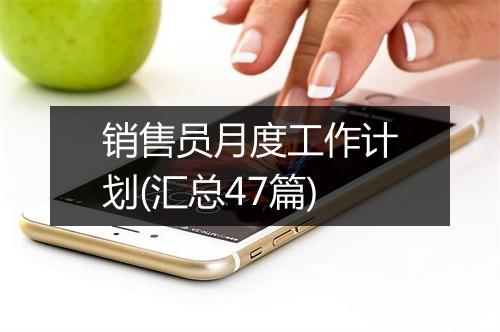 销售员月度工作计划(汇总47篇)